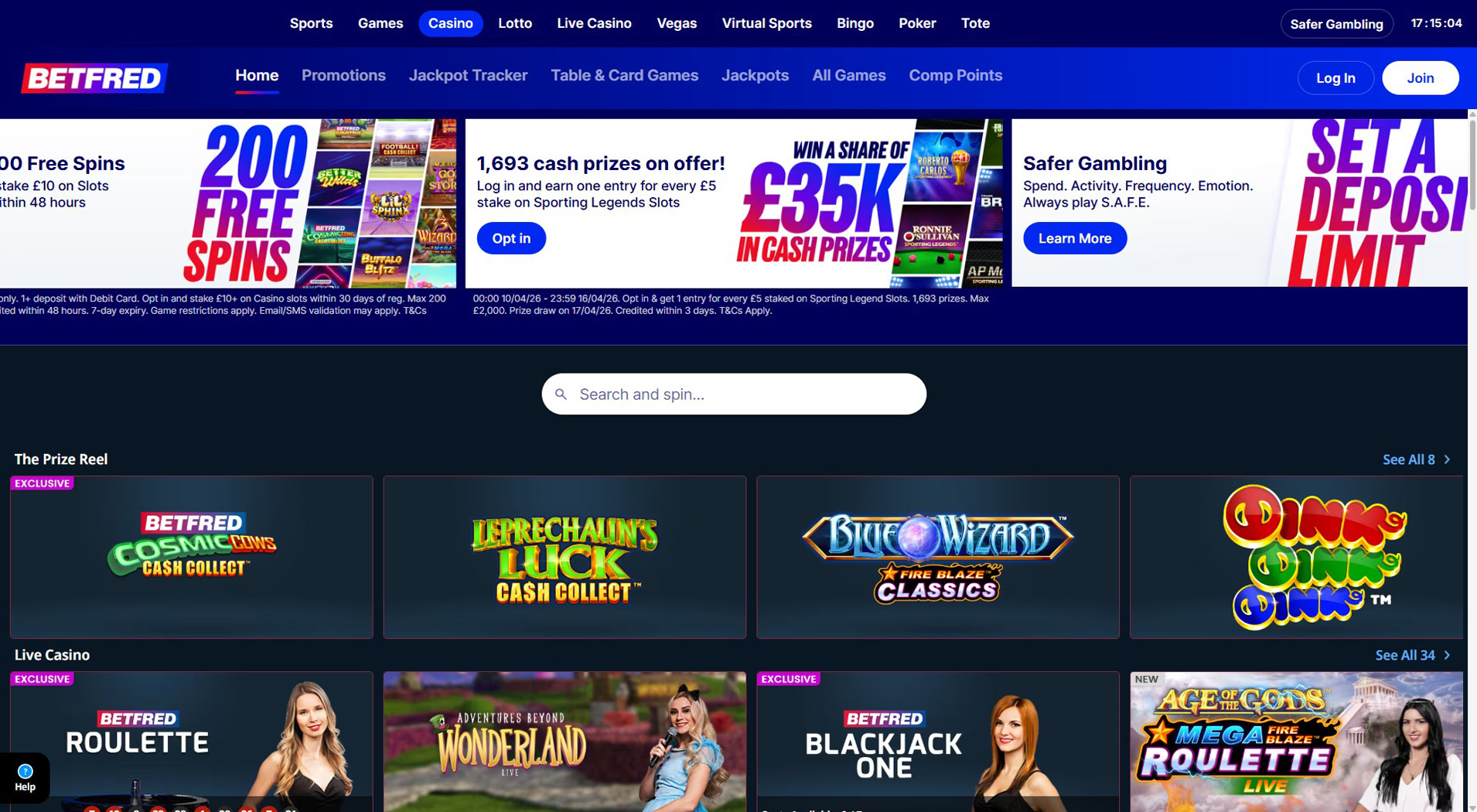 2. Betfred Casino - Fast Online Casino Access